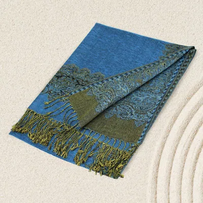 Truedames Border Pashmina Scarf Shawl With Fringe In Multi