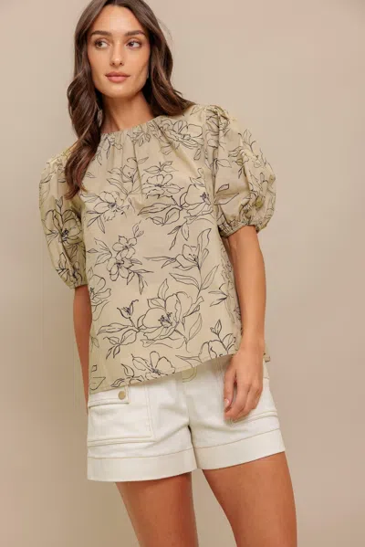 Truedames Botanical Luxe Woven Top In Beige