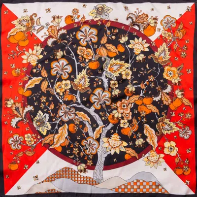 Truedames Botanical Tree And Fruit Print Square Bandana Scarf In Multi