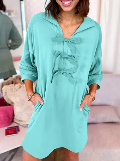 Truedames Bow Front Collared Side Pocket Shift Mini Dress In Blue