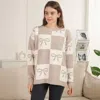 Truedames Bow Grid Pattern Crew Neck Sweater In Multi