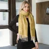 Truedames Bow Pattern Fringe Winter Scarf In Gold