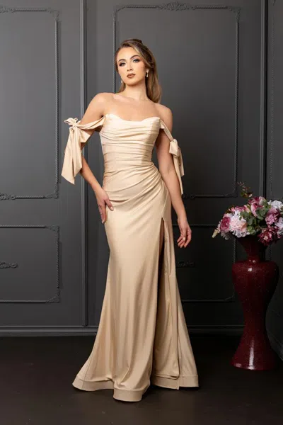 Truedames Bow Tie Straps Bridesmaids Gowns In White