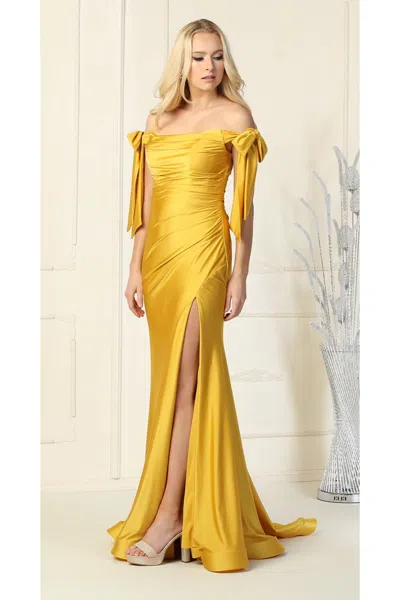 Truedames Bow Tie Straps Bridesmaids Gowns In Yellow