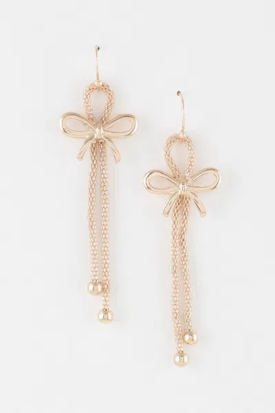 Truedames Box Chain Ribbon Earrings In Gold