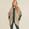Truedames Braided Trim Lined Kimono Poncho In Brown