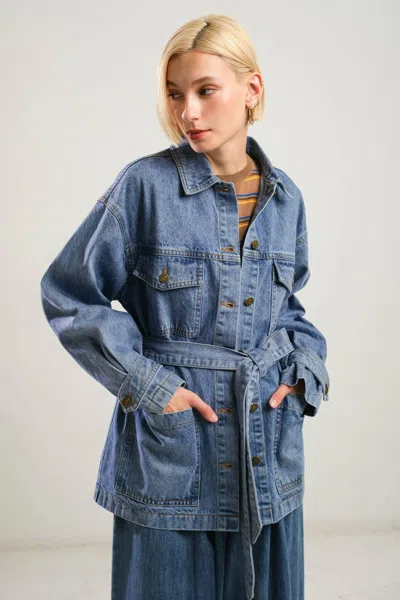Truedames Breathtaking Charm Denim Midi Jacket In Multi