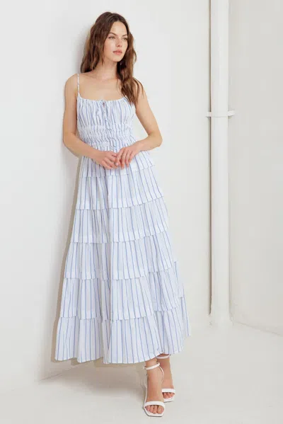 Truedames Breeze Note Woven Midi Dress In Blue