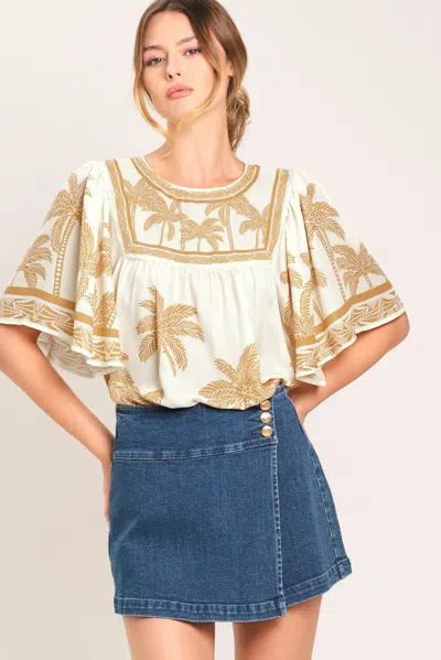 Truedames Breeze Story Woven Top In Beige