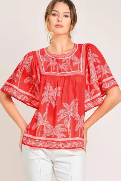 Truedames Breeze Story Woven Top In Red