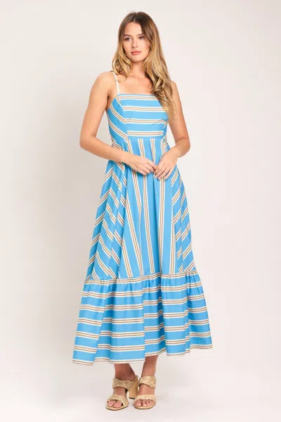 Truedames Breeze Stripe Woven Midi Dress In Blue