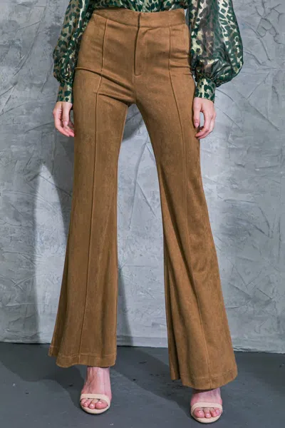 Truedames Breezy Beauty Suede Pants In Brown