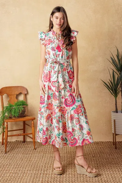 Truedames Bright Moments Woven Midi Dress In Multi
