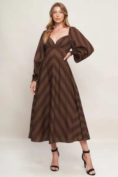 Truedames Brown Goddess Flow Woven Midi Dress