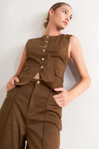 Truedames Brown Sugar Faux Suede Vest