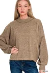 Truedames Brushed Melange Hacci Cropped Sweater In Brown
