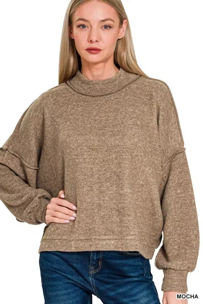 Truedames Brushed Melange Hacci Cropped Sweater In Brown