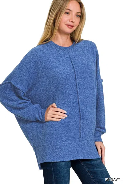 Truedames Brushed Melange Hacci Oversized Sweater In Blue