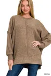 Truedames Brushed Melange Hacci Oversized Sweater In Brown