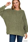 Truedames Brushed Melange Hacci Oversized Sweater In Green