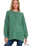 Truedames Brushed Melange Hacci Oversized Sweater In Green