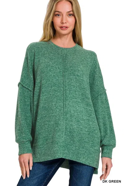 Truedames Brushed Melange Hacci Oversized Sweater In Green