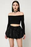 Truedames Bubble Lace Up Mini Skirt In Blue