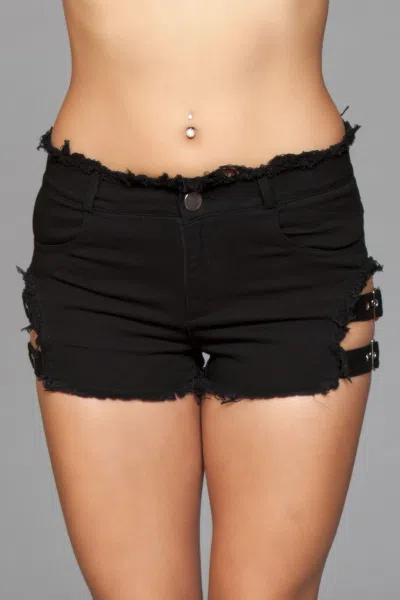 Truedames Buckled Down Denim Shorts In Black