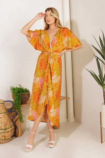 Truedames Budding Hearts Woven Midi Dress In Multi