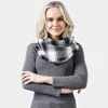 Truedames Buffalo Check Infinity Scarf With Frayed Edge In Gray