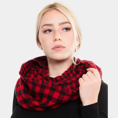 Truedames Buffalo Plaid Infinity Scarf In Red