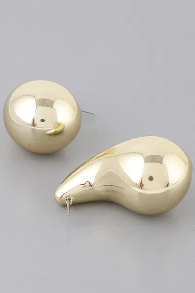 Truedames Bulky Shiny Teardrop Earrings In Gold