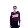 Truedames Burgundy Colorblock Long Sleeve Crop Top In Red