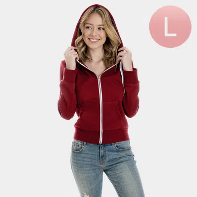 Truedames Burgundy Zip Up Hoodies Sweater