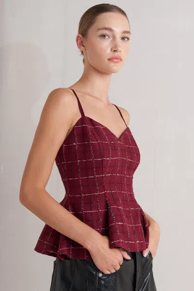 Truedames Burnt Boulevard Tweed Cami Top In Red