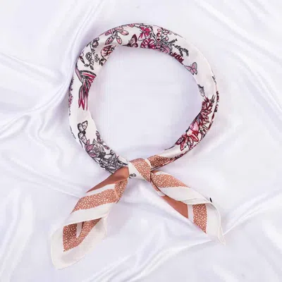 Truedames Butterfly Floral Sketch Print Square Bandana Scarf In Red