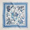 Truedames Butterfly Flower Garden Printed Square Silky Satin Scarf In White