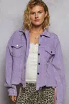 Truedames Button Down Corduroy Trucker Jacket In Blue