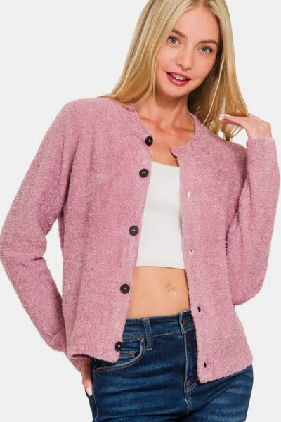 Truedames Button Down Long Sleeve Sweater Cardigan In Blue