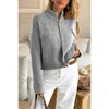 Truedames Button Down Long Sleeve Textured Knit Jacket In Gray