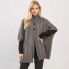 Truedames Button Front Knit Poncho In Gray