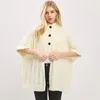 Truedames Button Front Knit Poncho In Neutral