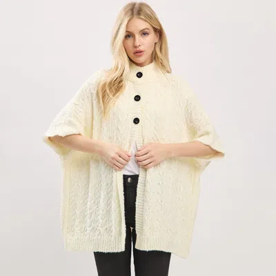 Truedames Button Front Knit Poncho In Neutral