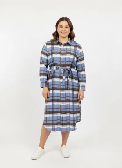 Truedames Button Front Midi Shirt Dress With Self Tie Belt In Blue