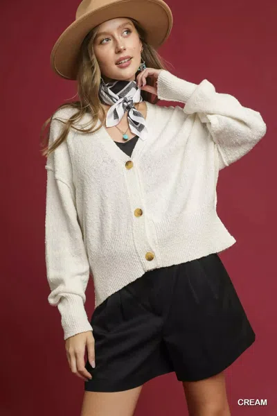 Truedames Button-front V-neck Knit Cardigan In White