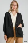 Truedames Button-up Jacquard Cardigan In Black