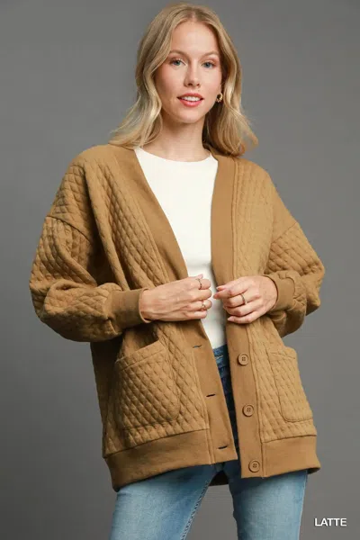 Truedames Button-up Jacquard Cardigan In Brown