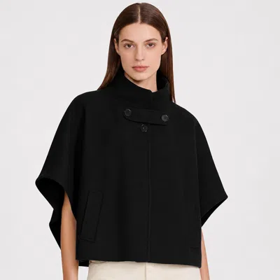 Truedames Button-detail Structured Poncho Cape In Black