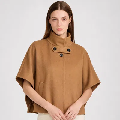 Truedames Button-detail Structured Poncho Cape In Brown