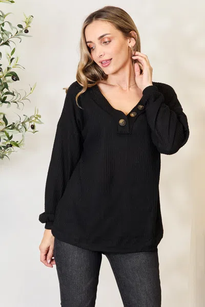 Truedames Buttoned Long Sleeve Blouse In Black